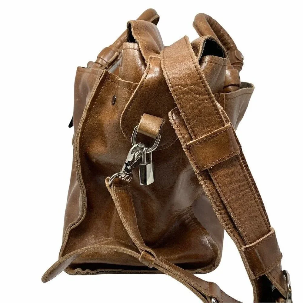 Amerileather Holmes Investigator Bag Brown Leather Pockets Dual Handle New